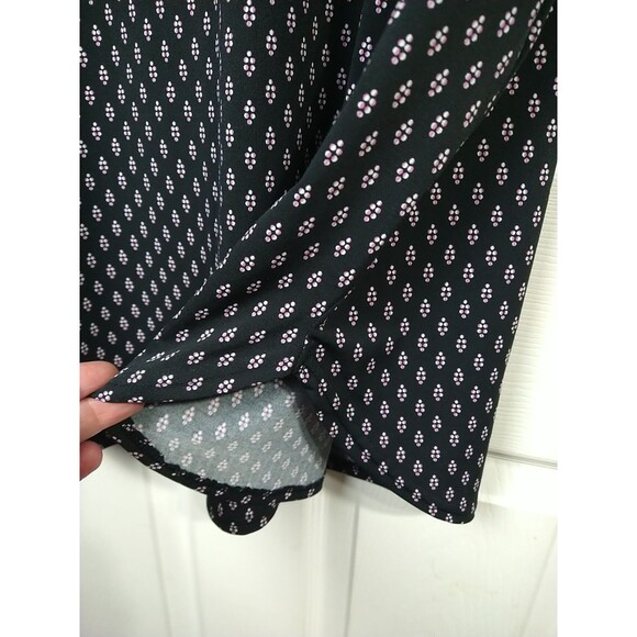 Woman Within 18/20 Blouse Black Purple Diamond Polka Dot Business Casual Stretch - Picture 8 of 10